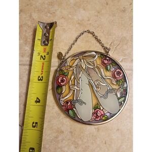 VTG Amia Stained Glass Sun Catcher 4.5" Ballerina Slippers Ballet Handpainted